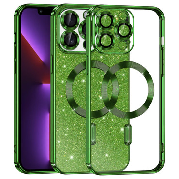 TPU gel maskica Techsuit "Luxury Glitter MagSafe" za iPhone 13 Pro - deep green