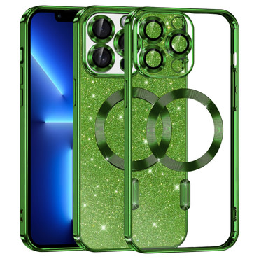 TPU gel maskica Techsuit "Luxury Glitter MagSafe" za iPhone 13 Pro Max - deep green