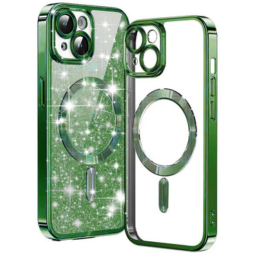 TPU gel maskica Techsuit "Luxury Glitter MagSafe" za iPhone 14 Plus - deep green