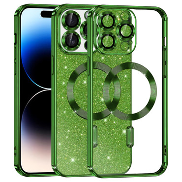 TPU gel maskica Techsuit "Luxury Glitter MagSafe" za iPhone 14 Pro - deep green