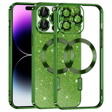 TPU gel maskica Techsuit "Luxury Glitter MagSafe" za iPhone 14 Pro Max - deep green