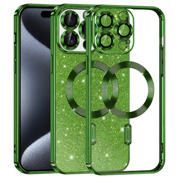 TPU gel maskica Techsuit "Luxury Glitter MagSafe" za iPhone 15 Pro - deep green