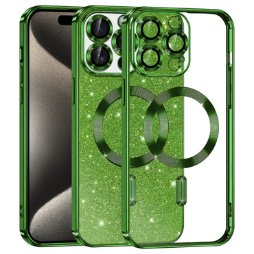 TPU gel maskica Techsuit "Luxury Glitter MagSafe" za iPhone 15 Pro Max - deep green
