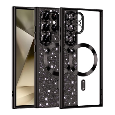 TPU gel maskica Techsuit "Luxury Glitter MagSafe" za Samsung Galaxy S22 Ultra - black