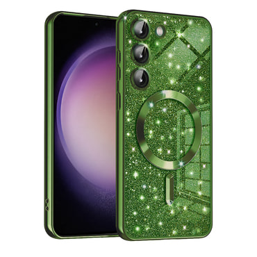 TPU gel maskica Techsuit "Luxury Glitter MagSafe" za Samsung Galaxy S23 Plus - deep green