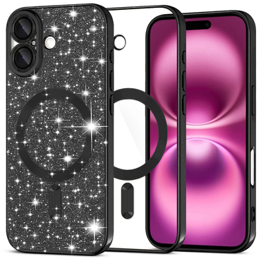 TPU gel maskica Techsuit "Luxury Glitter MagSafe" za iPhone 16 Plus - black