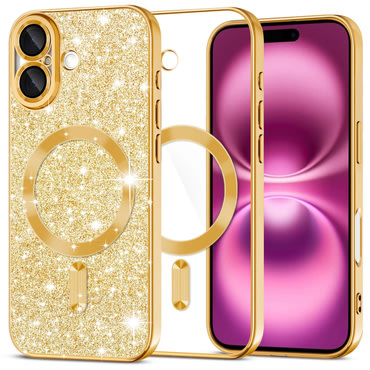 TPU gel maskica Techsuit "Luxury Glitter MagSafe" za iPhone 16 Plus - gold