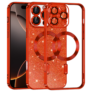 TPU gel maskica Techsuit "Luxury Glitter MagSafe" za iPhone 16 Pro - red