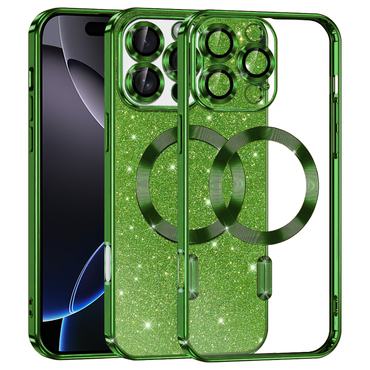 TPU gel maskica Techsuit "Luxury Glitter MagSafe" za iPhone 16 Pro Max - deep green