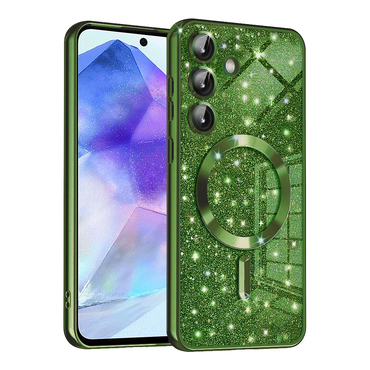 TPU gel maskica Techsuit "Luxury Glitter MagSafe" za Samsung Galaxy A55 - deep green