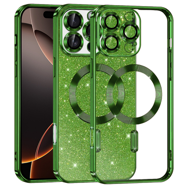 TPU gel maskica Techsuit "Luxury Glitter MagSafe" za iPhone 16 Pro - deep green