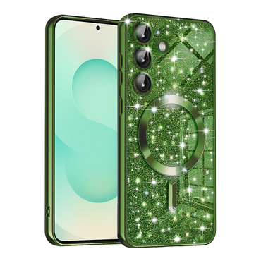 TPU gel maskica Techsuit "Luxury Glitter MagSafe" za Samsung Galaxy S25 Plus - deep green