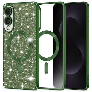 TPU gel maskica Techsuit "Luxury Glitter MagSafe" za Samsung Galaxy S25 Edge - deep green