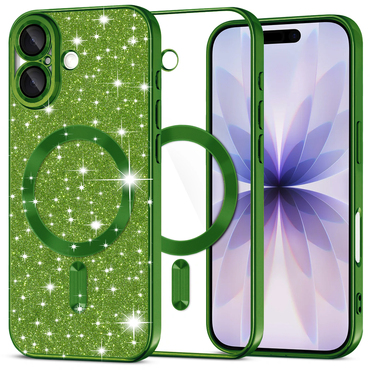 TPU gel maskica Techsuit "Luxury Glitter MagSafe" za iPhone 17 - deep green