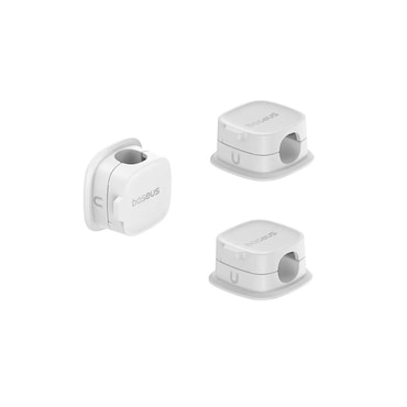 (3-pack) Magnetni organizator kabela Baseus - 3 komada, 3M ljepljiva traka - white