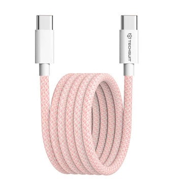 Punjač i podatkovni 60W USB-C na USB-C kabel Techsuit "PCB114D" - 1m - pink