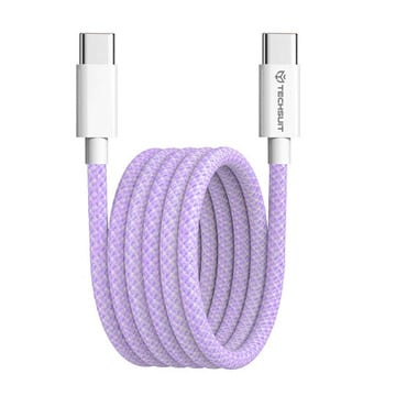 Punjač i podatkovni 60W USB-C na USB-C kabel Techsuit "PCB114D" - 1m - purple