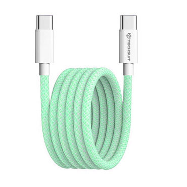 Punjač i podatkovni 60W USB-C na USB-C kabel Techsuit "PCB114D" - 1m - green