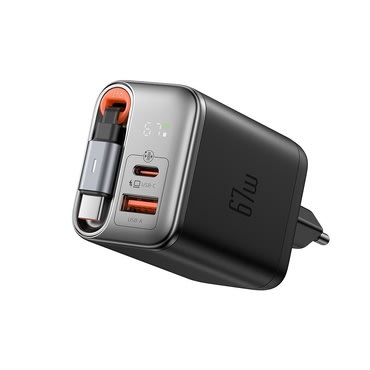 Zidni 67W punjač Mcdodo "FreeGo Series (CH-4100)" s izvlačnim USB-C kabelom i digitalnim prikazom - black