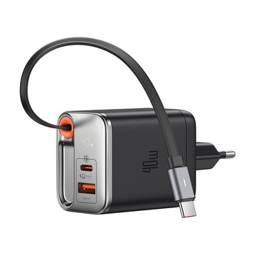 Zidni 40W punjač Mcdodo "FreeGo Series (CH-4281)" s izvlačnim USB-C kabelom i digitalnim prikazom - black