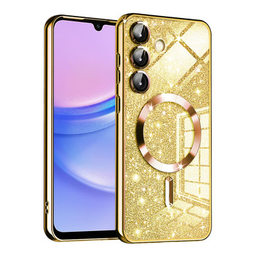 TPU gel maskica Techsuit "Luxury Glitter MagSafe" za Samsung Galaxy A15 - gold