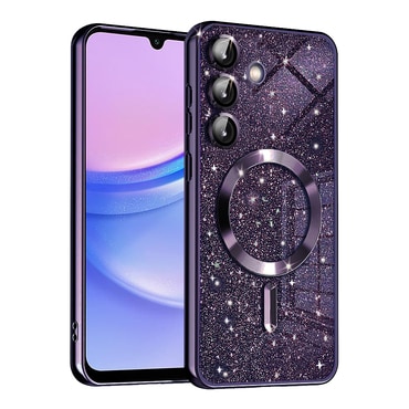 TPU gel maskica Techsuit "Luxury Glitter MagSafe" za Samsung Galaxy A15 - deep purple