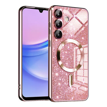 TPU gel maskica Techsuit "Luxury Glitter MagSafe" za Samsung Galaxy A15 - rose gold