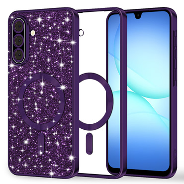 TPU gel maskica Techsuit "Luxury Glitter MagSafe" za Samsung Galaxy A17 4G / A17 5G - deep purple
