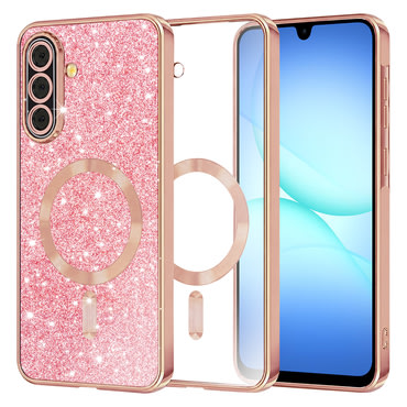 TPU gel maskica Techsuit "Luxury Glitter MagSafe" za Samsung Galaxy A17 4G / A17 5G - rose gold