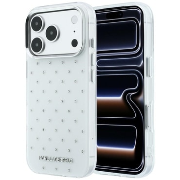 Maskica Karl Lagerfeld "IML Rhinestones and Electroplated Logo" za iPhone 17 Pro / 18 Pro - white
