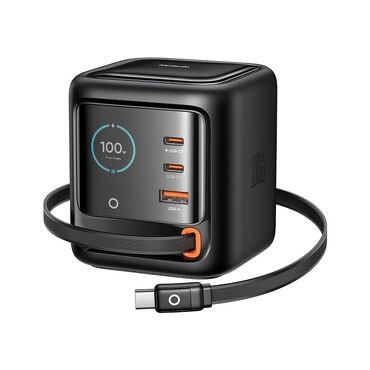 100W punjač Mcdodo "FreeGo Series CH-1391" 2x USB-C Plus 1x USB-A, s izvlačivim USB-C kabelom i digitalnim prikazom - black