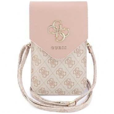 Univerzalna torbica za telefon Guess "4G Grained Classic Logo" s podesivim remenom, eko koža - pink