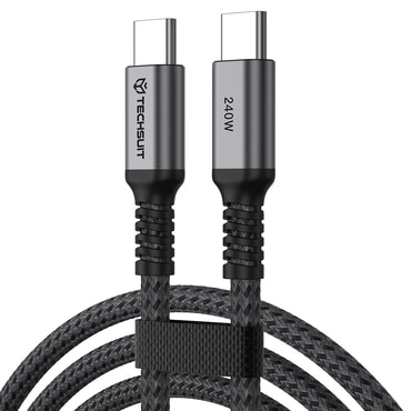Punjač i podatkovni 240W USB-C na USB-C kabel Techsuit "TitanSync Pro (CX2)" - 480Mbps - 2m - gray