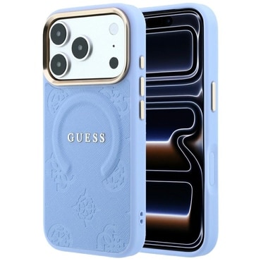 Maskica Guess "Saffiano Peony i Ring MagSafe" za iPhone 17 Pro / 18 Pro - light blue