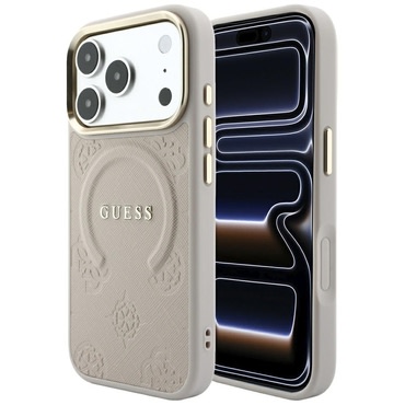 Maskica Guess "Saffiano Peony and Ring MagSafe" za iPhone 17 Pro Max / 18 Pro Max - pink
