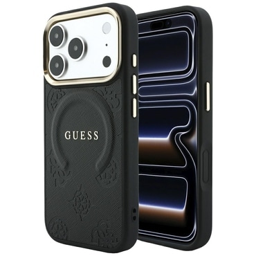 Maskica Guess "Saffiano Peony and Ring MagSafe" za iPhone 17 Pro Max / 18 Pro Max - black
