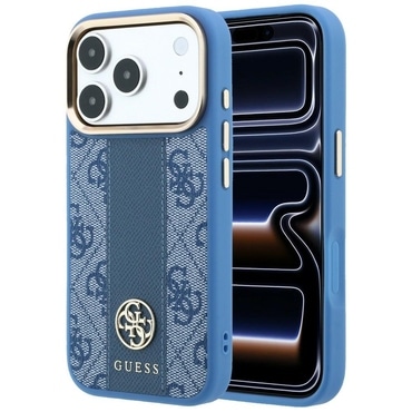 Maskica Guess "Leather 4G Stripe Round Classic Logo MagSafe" za iPhone 17 Pro / 18 Pro - blue
