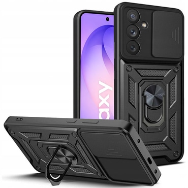 Robusna maska MaX-Armor s obručem, metalnom pločicom i zaštitom zadnjih kamera za Samsung Galaxy S25 FE / S26 FE - black