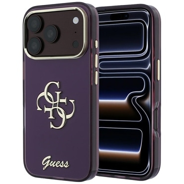 Maskica Guess "IML 4G Metal Script" za iPhone 17 Pro / 18 Pro / 18 Pro - burgundy