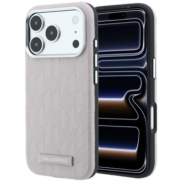 Premium maskica Karl Lagerfeld "Grained Leather Mono Resin Logo MagSafe" za iPhone 17 Pro / 18 Pro / 18 Pro - pink