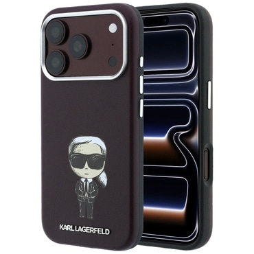 Premium maskica Karl Lagerfeld "Smooth Leather Ikonik Sketch MagSafe" za iPhone 17 Pro Max / 18 Pro Max / 18 Pro - burgundy