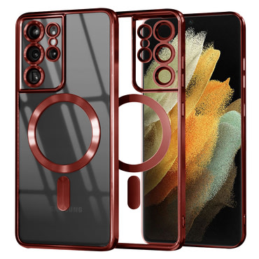 Maskica Techsuit "Luxury Crystal MagSafe" za Samsung Galaxy S21 Ultra - red