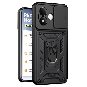 Robusna maska MaX-Armor s obručem, metalnom pločicom i zaštitom zadnjih kamera za Xiaomi Redmi Note 17 4G / 5G - army black