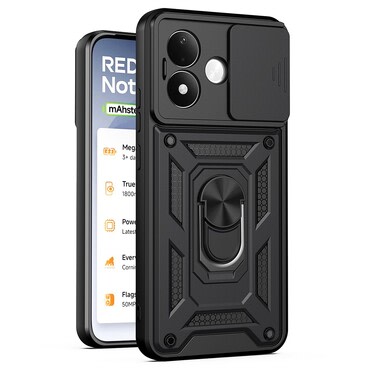 Robusna maska MaX-Armor s obručem, metalnom pločicom i zaštitom zadnjih kamera za Xiaomi Redmi Note 17 Pro 5G - army black