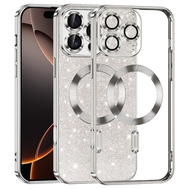 TPU gel maskica Techsuit "Luxury Glitter MagSafe" za iPhone 16 Pro - silver