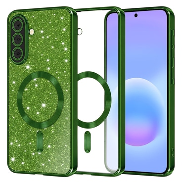 TPU gel maskica Techsuit "Luxury Glitter MagSafe" za Samsung Galaxy A57 - deep green