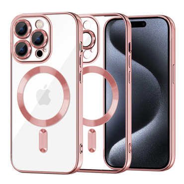 Maskica Techsuit "Luxury Crystal MagSafe" za iPhone 15 Pro - pink