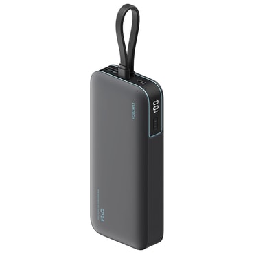 Power bank Cuktech "LPB200N" 20000mAh s ugrađenim USB-C kabelom, LED prikazivač, 40W - grey