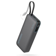 Power bank Cuktech "LPB200N" 20000mAh s ugrađenim kabelom, USB-C i Lightning, LED prikazivač, 45W - black