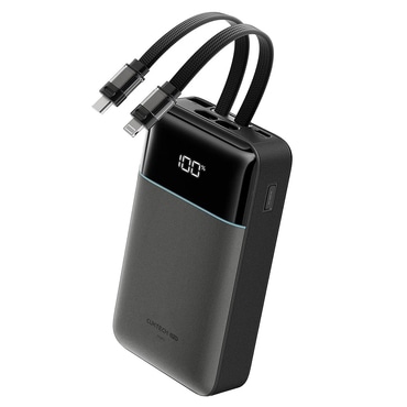 Power bank Cuktech "LPB200NL" 20000mAh s ugrađenim USB-C i Lightning kabelom i zaslonom, 40W - grey